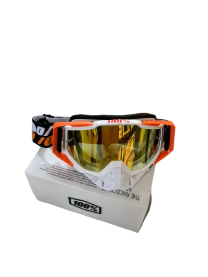 100% Motocross Goggles Orange white black - 1 YEAR WARRANTY