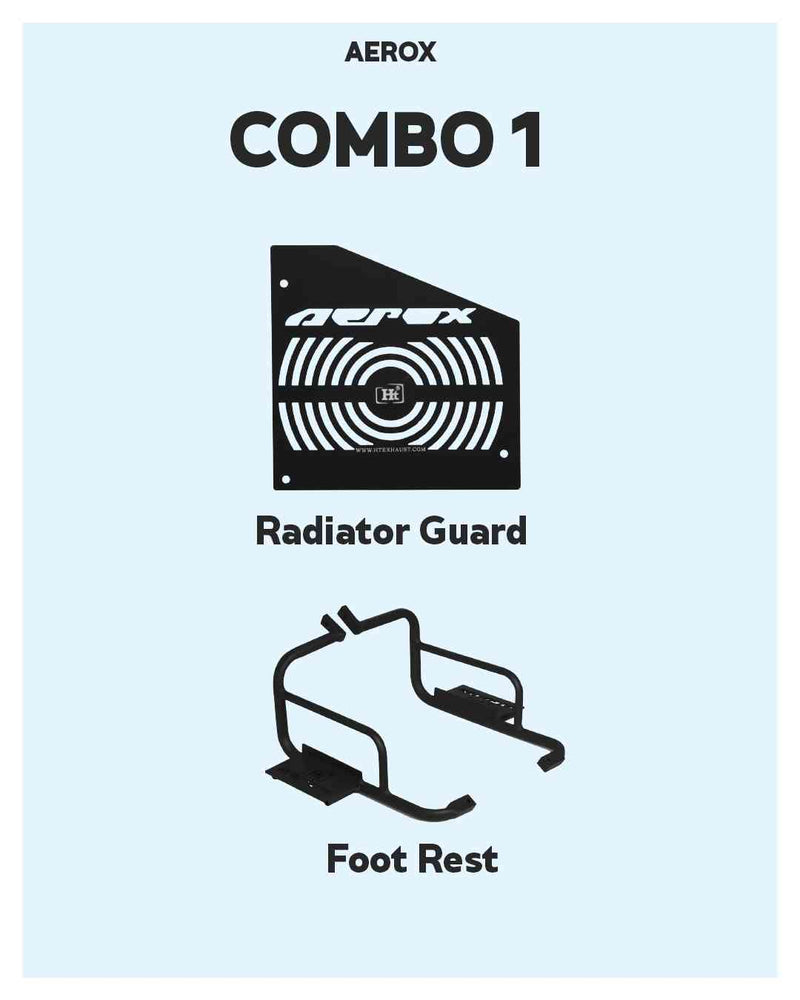 COMBO 1 AEROX 155 RADIATOR GUARD + FOOTREST – HT EXHAUST