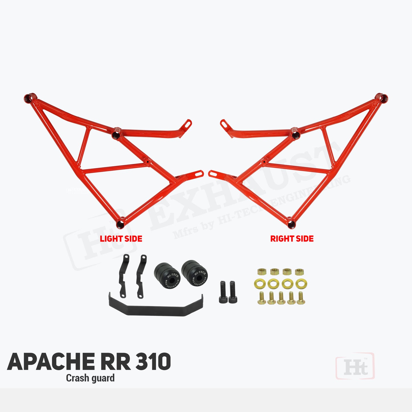 Apache RR310 crash guard with metal slider RED – SB 565 / HT exhaust