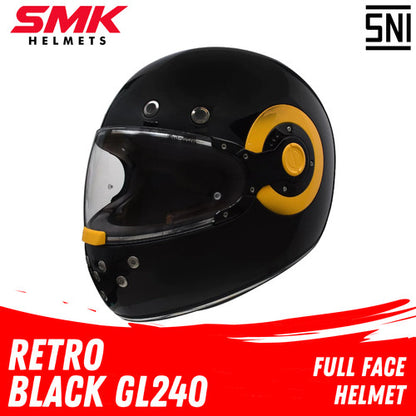 SMK Retro GL 240 Motorbike Helmet  ( Gloss Black)