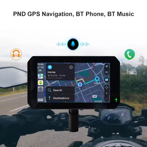 AOOCCI C5 5 Pro Motorcycle CarPlay with Front & Rear Dash Cam IPX7 waterproof with built in GPS and TPMS - 1 year warranty