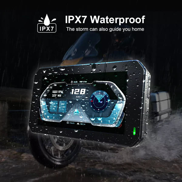 AOOCCI C5 5 Pro Motorcycle CarPlay with Front & Rear Dash Cam IPX7 waterproof with built in GPS and TPMS - 1 year warranty