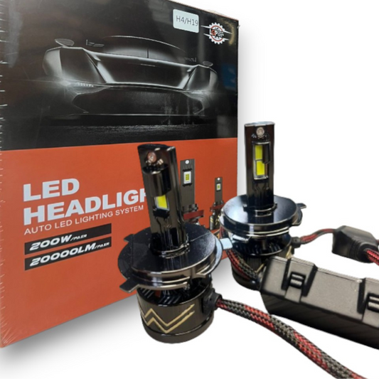 LGP H4 / H19 LED Headlight 200W Conversion Kit 22000LM Car Driving Headlamp Bulb 6000K Super Bright Beam Fog Light for all cars - 1 YEAR WARRANTY