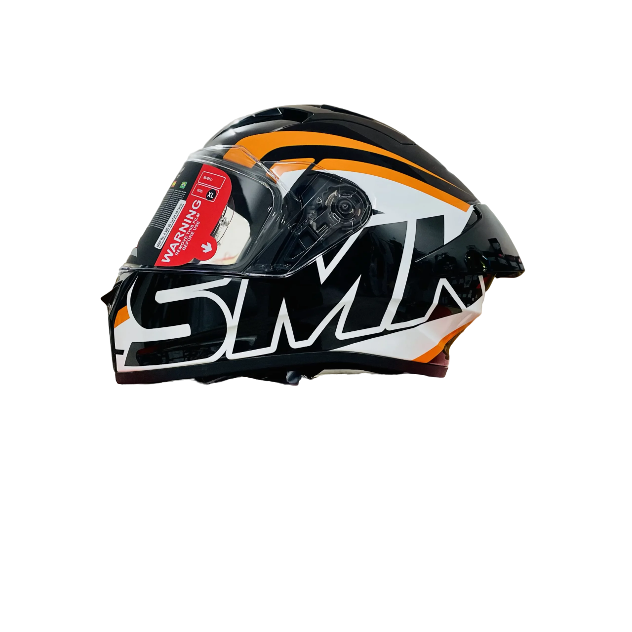 SMK STELLAR SPORTS GRAPHICS BLACK WHITE ORANGE GL217  HELMET