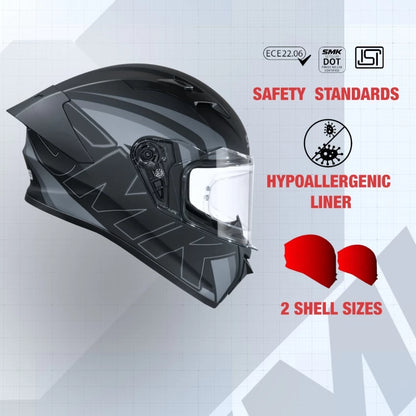 SMK Stellar Sports Stage Gloss Black Grey Black (GL262) Helmet