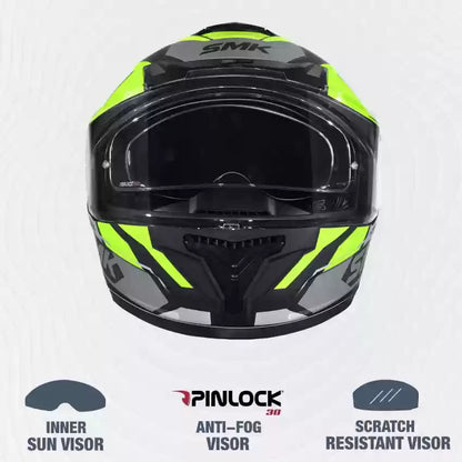 SMK Typhoon RD1 MA246 Matt Black Hi Viz Helmet (D Ring)