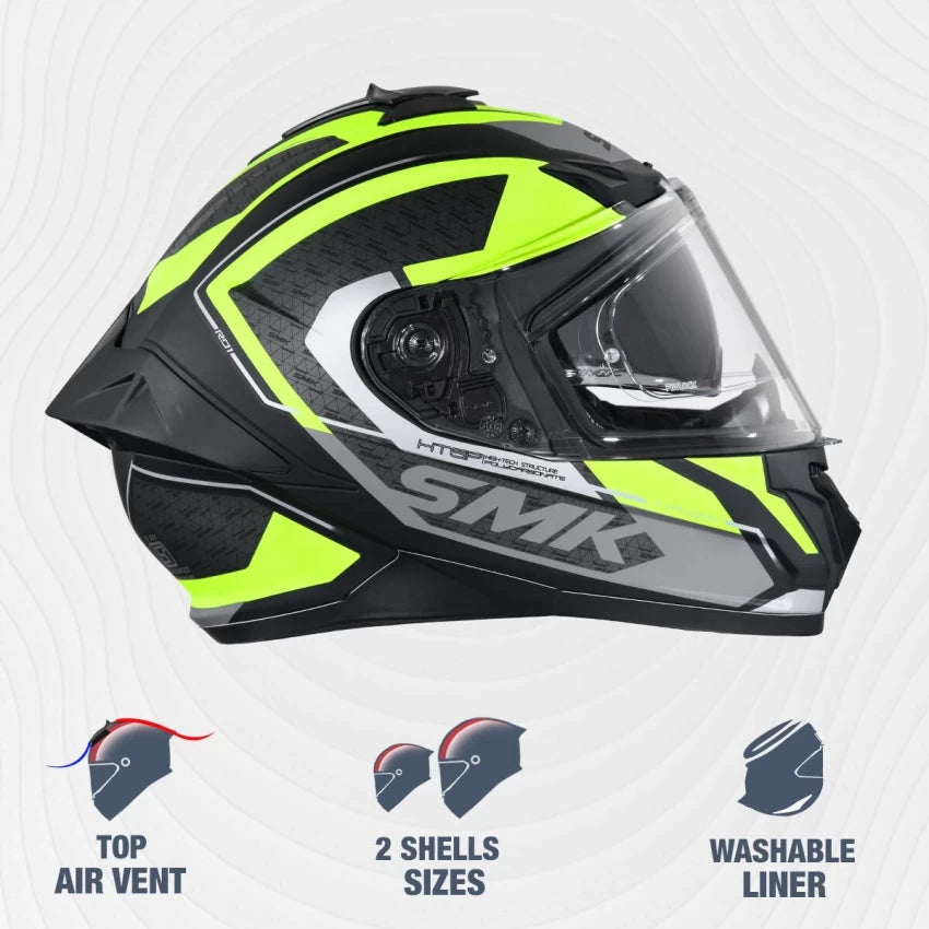 SMK Typhoon RD1 MA246 Matt Black Hi Viz Helmet (D Ring)