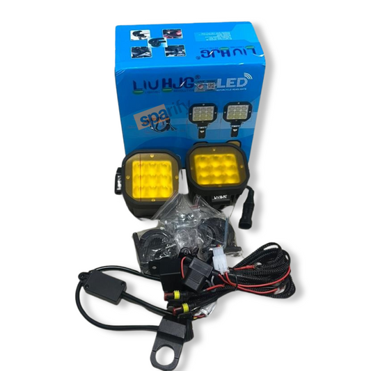 LIU HJG Square 9 LED Fog Light with Wiring Harness and Mounts – Pair (120W)