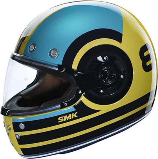 SMK Full FACE Retro Style RENKO GL 428 YELLOW BLACK GREEN GLOSS 57 MM Helmet