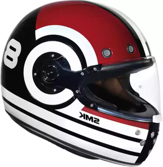 SMK Retro Ranko Black White Red Gloss (GL213) Helmet