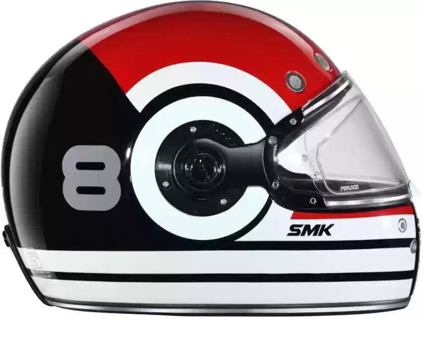 SMK Retro Ranko Black White Red Gloss (GL213) Helmet