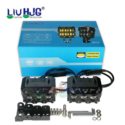 LIU HJG ORIGINAL MEGA DRIVE 6 LENES DUAL COLOR YELLOW/ WHITE LED FOGS LIGHT (SET OF -2)