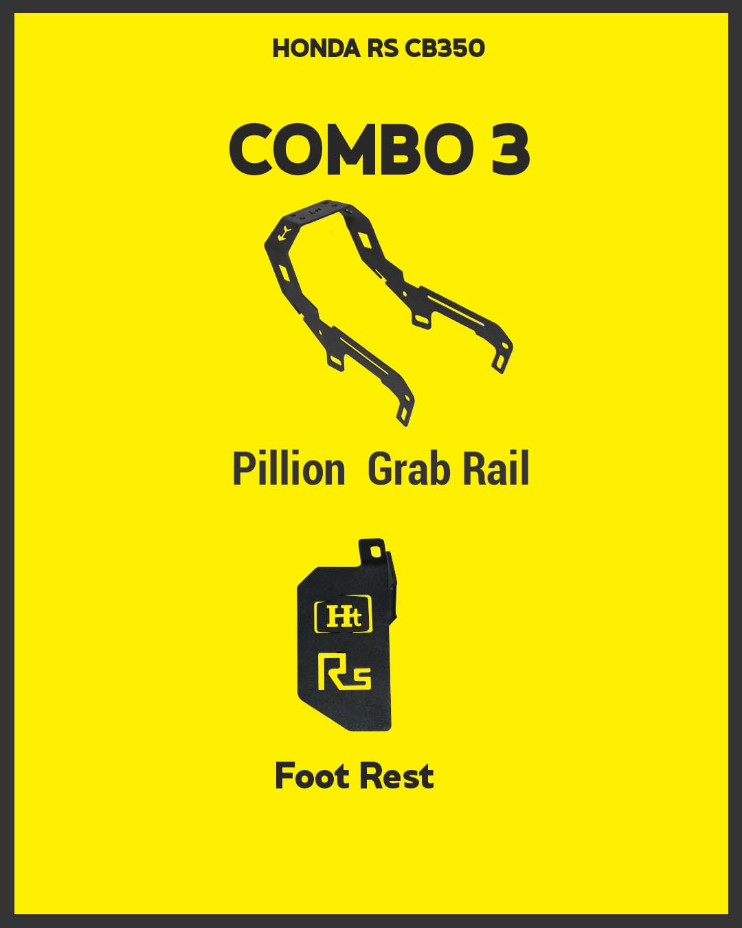 COMBO 3 RS CB350 Pillion Grab Rail + Foot Rest – HT EXHAUST