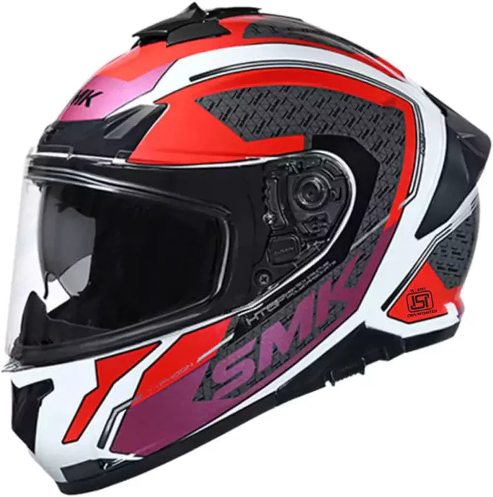 SMK Typhoon RD1 Decor GL136 Gloss White Red Grey Helmet