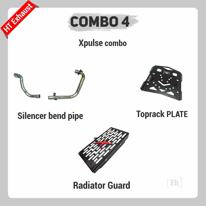 COMBO 4 XPULSE Silencer Bend Pipe + Top Rack Plate + Radiator Guard – HT EXHAUST
