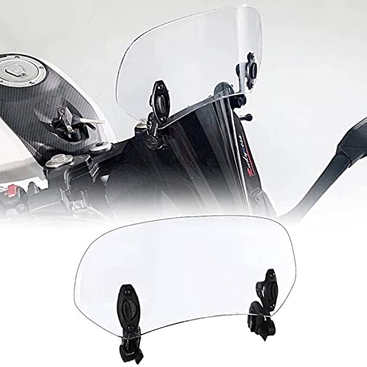 UNIVERSAL MOTORCYCLE WINDSHIELD EXTENDER (ADJUSTABLE SPOILER CLAMP ON WINDSHIELD DEFLECTOR)- CLEAR