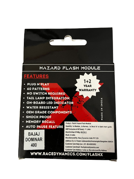 Dominar 400  FlashX Hazard Flash Module, Blinker/Flasher for All Motorcycle & Scooters