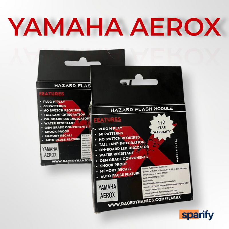 Yamaha Aerox FlashX Hazard Flash Module, Blinker/Flasher for All Motorcycle & Scooters - SPARIFY